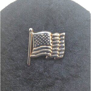 Vintage American Flag Brooch Pin With Rhinestones By Best